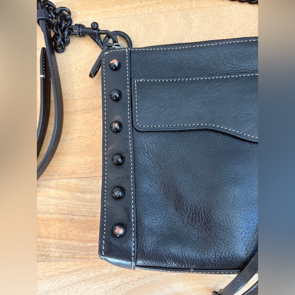 Rebecca Minkoff Womens MAB Studded Crossbody Bag Chain Strap Leather Black OS - Picture 5 of 10